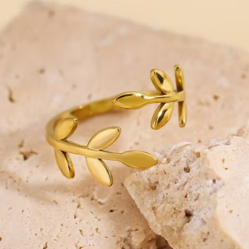 Prsten z nerezové oceli OLIVE flower gold