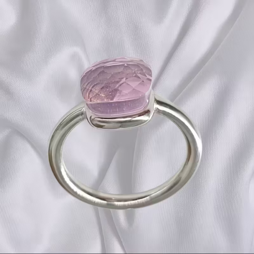 Prsten SQUARE silver pink