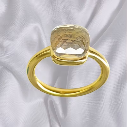Prsten SQUARE gold white
