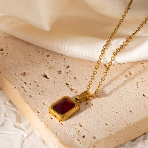 Náhrdelník z chirurgiclé oceli MINIMAL RED