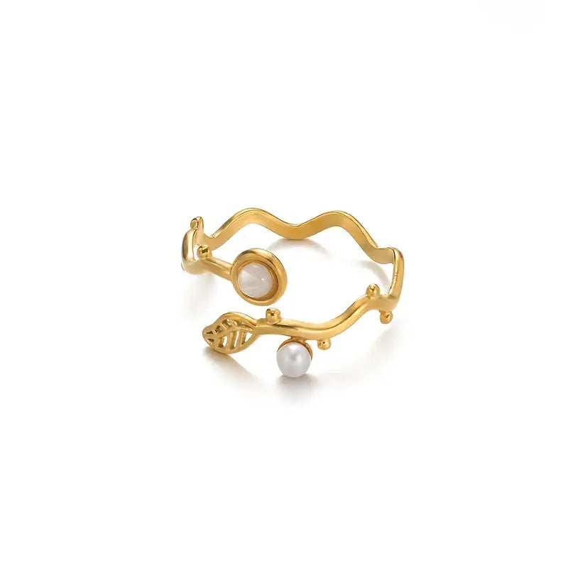 Prsten z nerezové oceli s nastavitelnou velikostí FLOWER white pearl