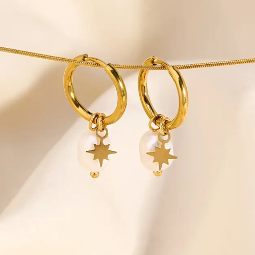 Náušnice minimal PEARL Sky gold