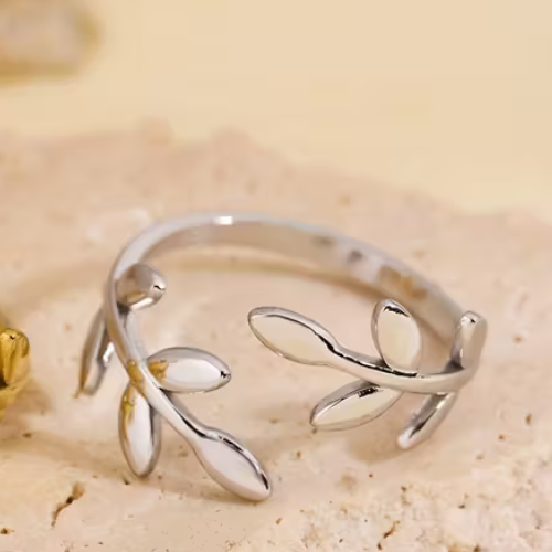 Prsten z nerezové oceli OLIVE flower silver