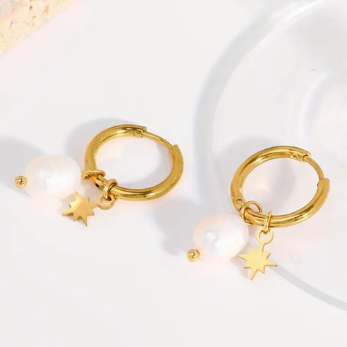 Náušnice minimal PEARL Sky gold